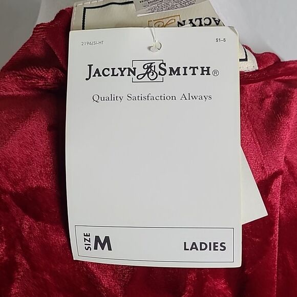 Jaclyn Smith Deep Red Velvet Embossed Robe, Size Medium,  NWT - Picture 8 of 10